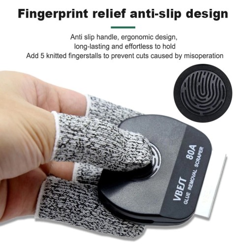 BEST BEST εργαλείο αφαίρεσης κόλλας VBST-80B με 9x λεπίδες & 5x finger sleeves, για επισκευές κινητών