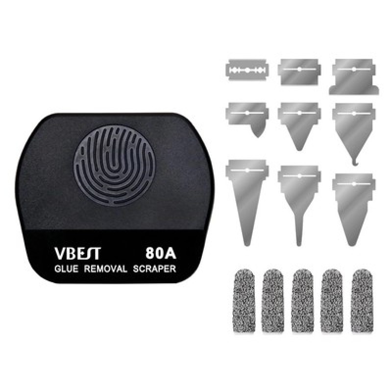 BEST BEST εργαλείο αφαίρεσης κόλλας VBST-80B με 9x λεπίδες & 5x finger sleeves, για επισκευές κινητών