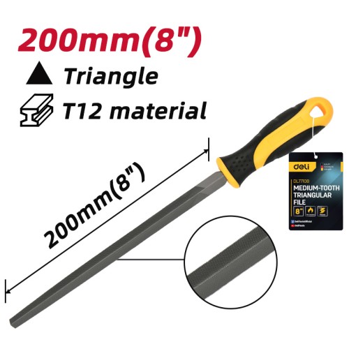 DELI DELI λίμα τριγωνική DL77108 με αντιολισθητική λαβή, μετάλλου, 200mm