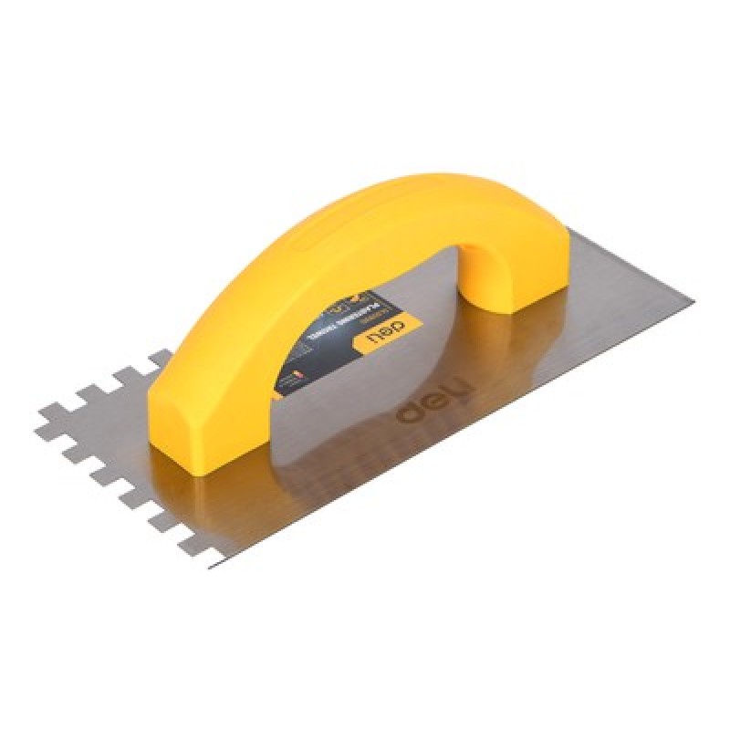 DELI DELI σπάτουλα πλακιδίων DL509310 με πλαστική λαβή, οδοντωτή, χάλυβας άνθρακα, 230x100mm