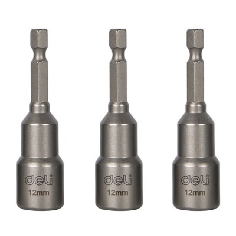 DELI DELI σετ καρυδάκια DL4812T για δραπανοκατσάβιδο, μαγνητικά, 12mm, εξάγωνα, 3τμχ