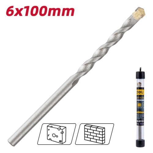 DELI DELI τρυπάνι DH-JGZ060-E1 για τοίχο, 40Cr YG6, 6x100mm, κυλινδρικό