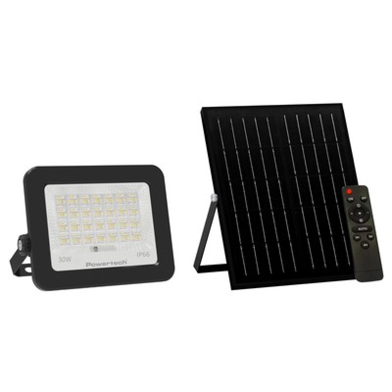 Powertech POWERTECH LED ηλιακός προβολέας PT-1461 με τηλεχειριστήριο, 30W, 4000K, 400lm, IP66