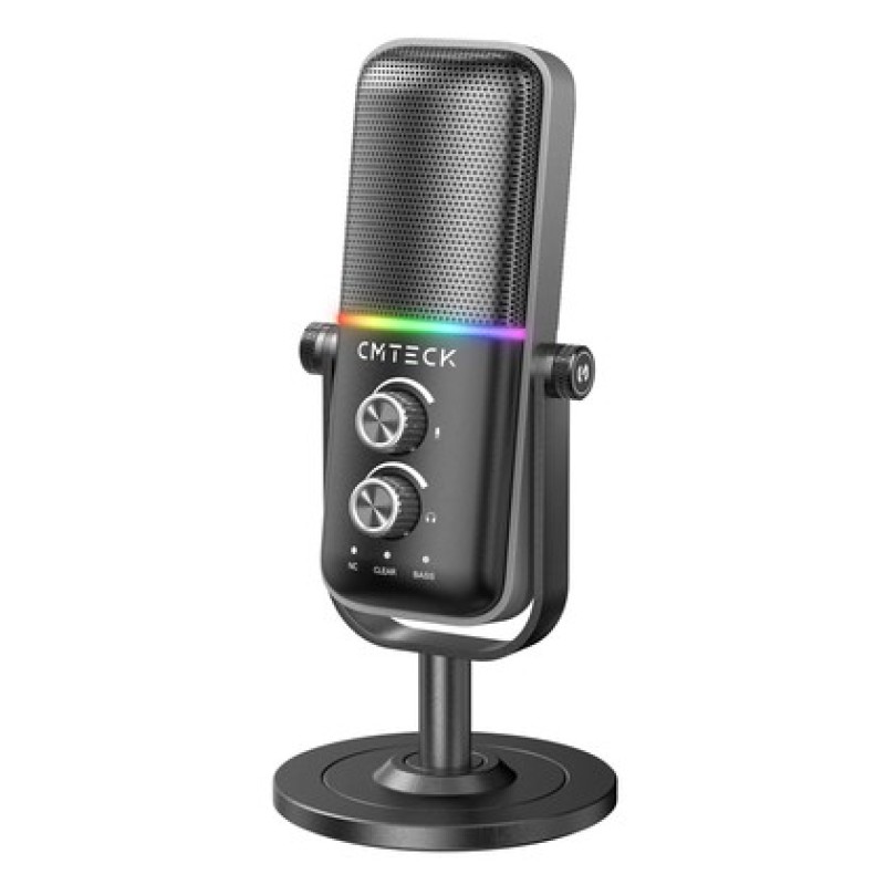 CMTECK CMTECK επιτραπέζιο μικρόφωνο XM600, omnidirectional/καρδιοειδές, USB, RGB LED, μαύρο