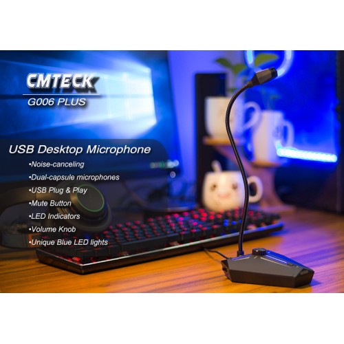 CMTECK CMTECK επιτραπέζιο μικρόφωνο G006Plus με εύκαμπτο βραχίονα, omnidirectional, USB, μαύρο