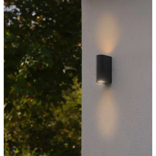 Powertech POWERTECH φωτιστικό τοίχου HLL-0188 για 2x GU10 λάμπες, μεταλλικό, IP65, μαύρο