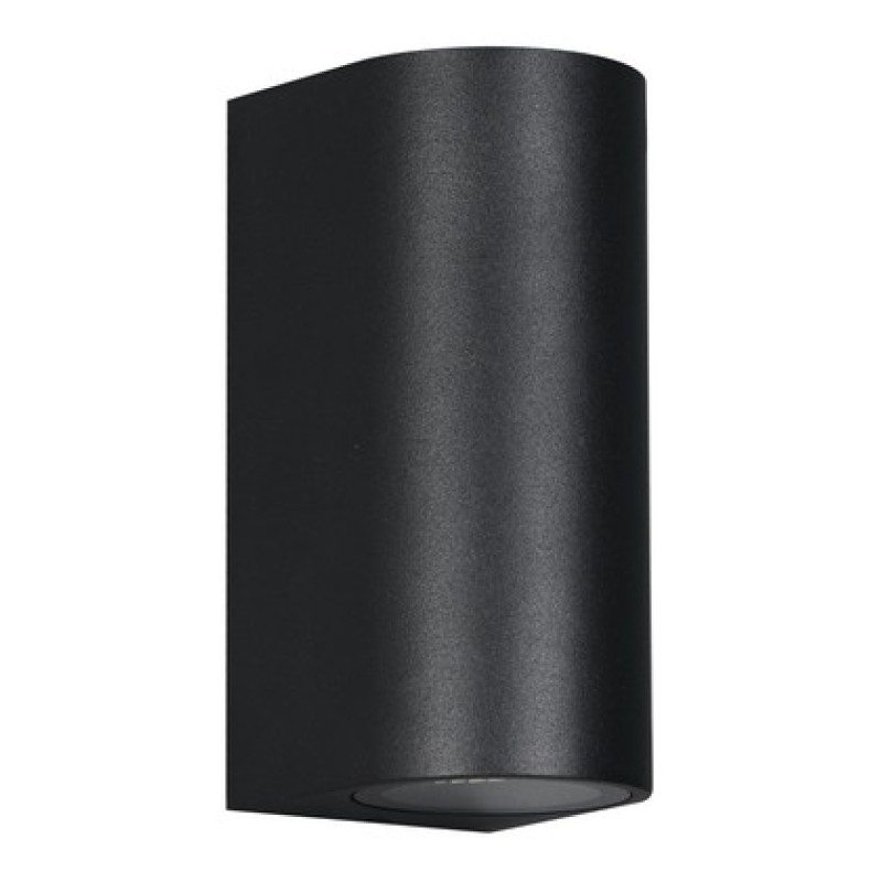 Powertech POWERTECH φωτιστικό τοίχου HLL-0188 για 2x GU10 λάμπες, μεταλλικό, IP65, μαύρο