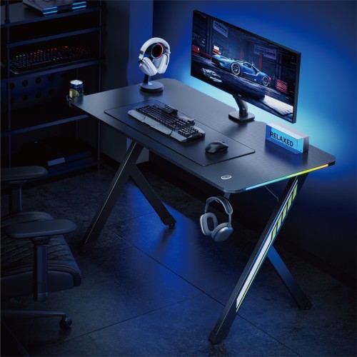Powertech POWERTECH gaming γραφείο PT-1498 με RGB φωτισμό, 120x60x75cm, μαύρο