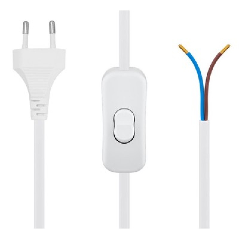 Powertech POWERTECH καλώδιο τροφοδοσίας CAB-P041 με διακόπτη, 2x 0.75mm², 1.5m, λευκό