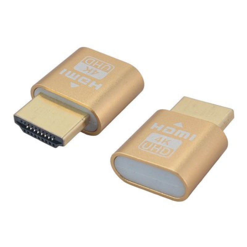 Powertech POWERTECH HDMI display emulator plug CAB-H192 με LED, 4K/60Hz, χρυσό