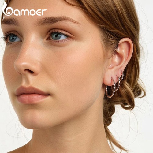 BAMOER BAMOER σκουλαρίκια κρίκοι BSE1178-M, ασήμι 925, 2.1cm, ασημί