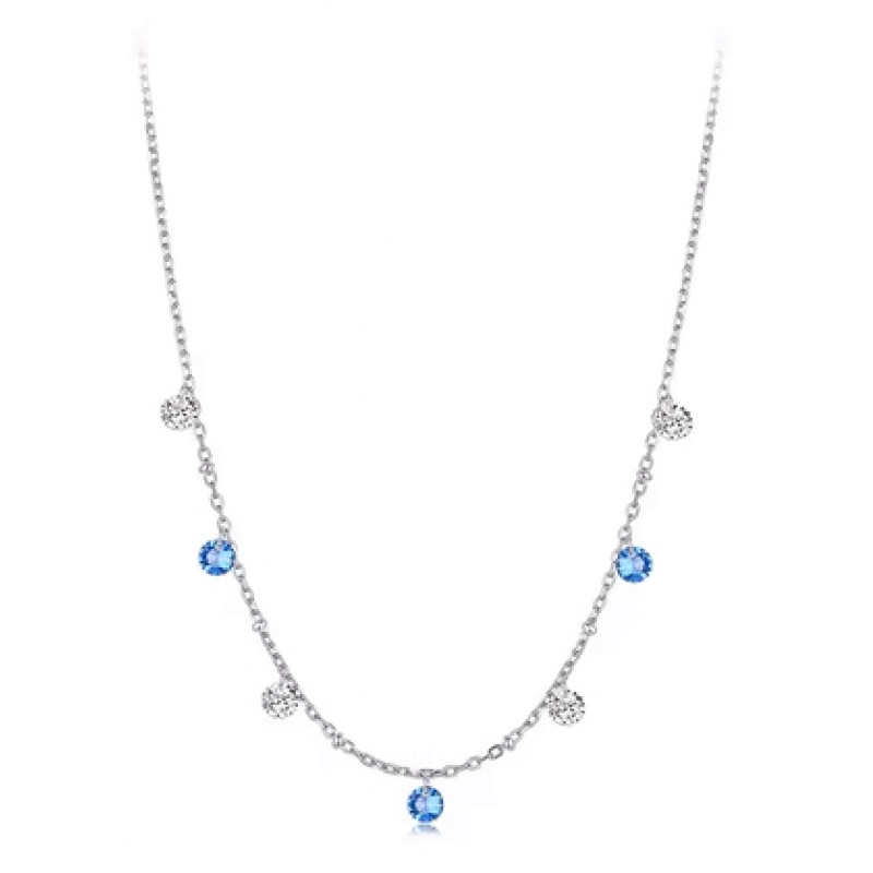 BAMOER BAMOER κολιέ BSN428 με κυβική ζιρκόνια, ασήμι 925, ασημί/μπλε