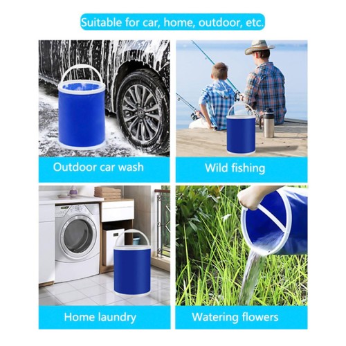 UNBRANDED Πτυσσόμενος κουβάς DA376, υφασμάτινος, 11L, Φ24x25cm, μπλε