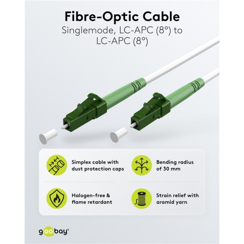 GOOBAY GOOBAY καλώδιο οπτικής ίνας LC-APC 59583, Singlemode OS2, 0.5m, λευκό