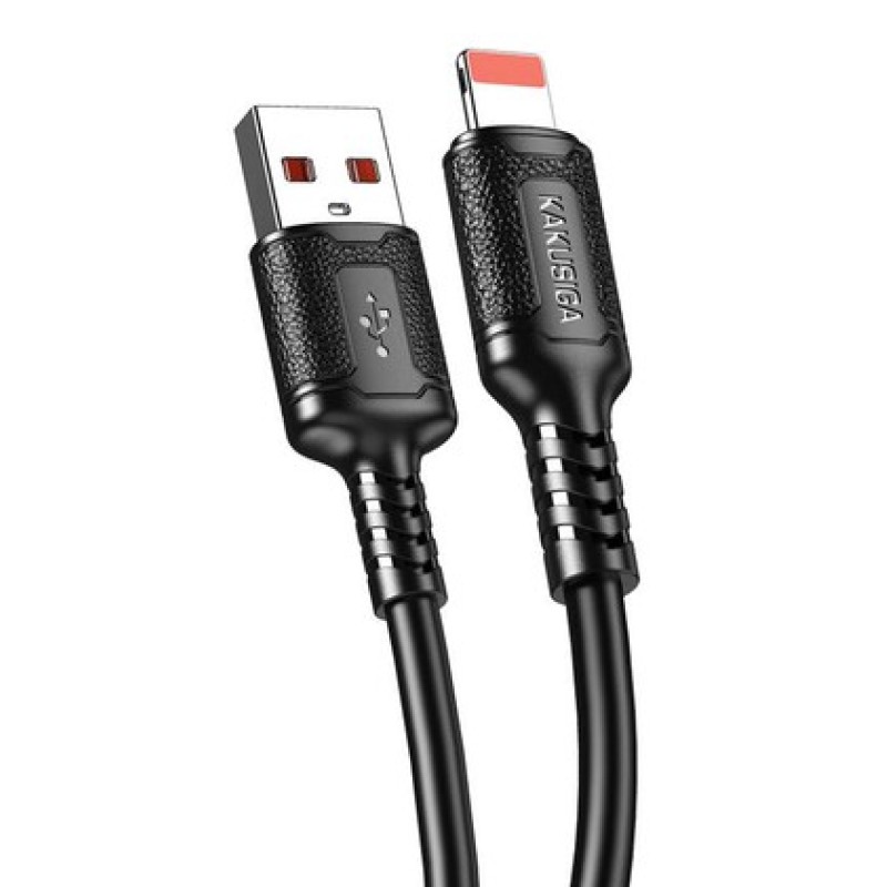 KAKUSIGA KAKUSIGA καλώδιο Lightning σε USB KSC-984, σιλικόνης, 3Α, 480Mbps, 1m, μαύρο
