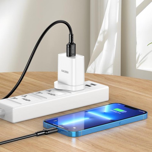 KAKUSIGA KAKUSIGA καλώδιο Lightning σε USB KSC-984, σιλικόνης, 3Α, 480Mbps, 1m, λευκό