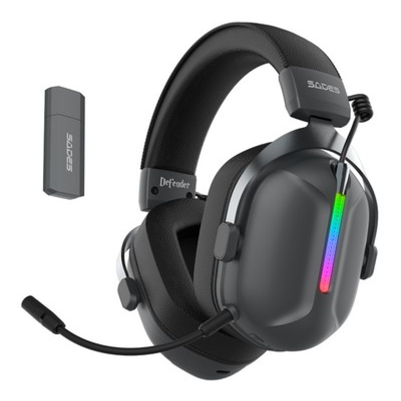 SADES SADES gaming headset Defender, ασύρματα & ενσύρματα, 50mm, 1050mAh, RGB, multi-platform, μαύρο