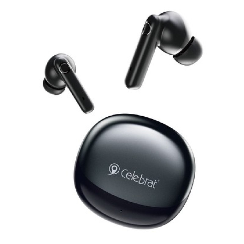 CELEBRAT CELEBRAT earphones με θήκη φόρτισης W71, True Wireless, 10mm, 30/200mAh, μαύρα