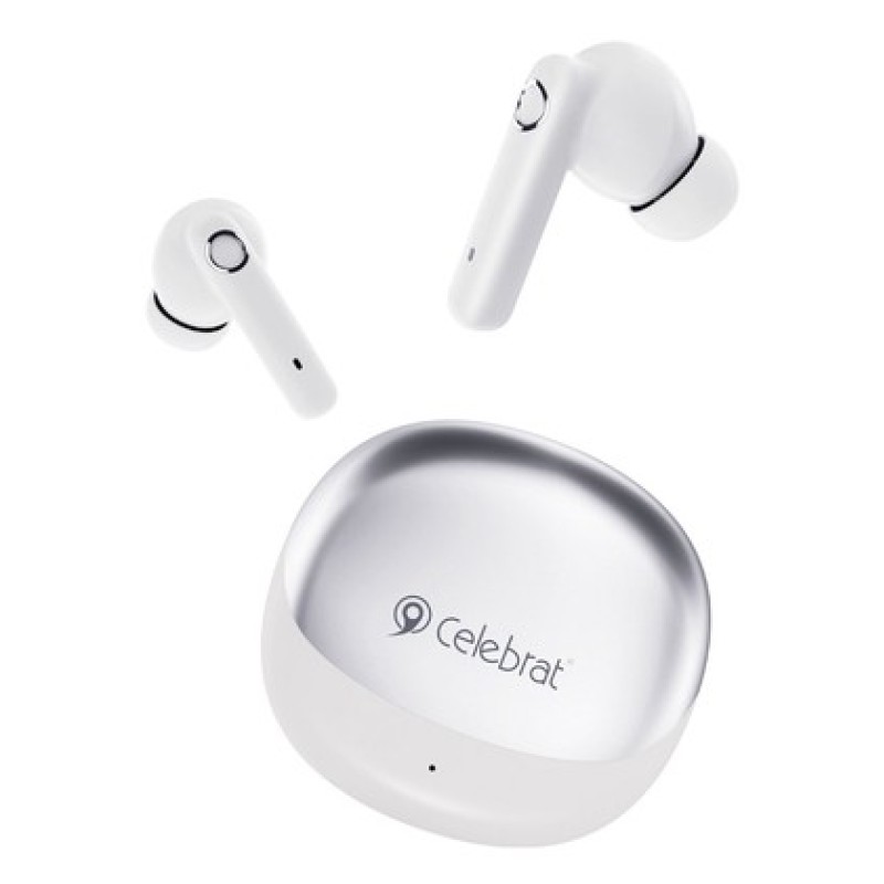 CELEBRAT CELEBRAT earphones με θήκη φόρτισης W71, True Wireless, 10mm, 30/200mAh, λευκά