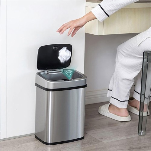 HOME USE HOME USE κάδος απορριμμάτων HUH-0256 με φωτοκύτταρο, ανοξείδωτο ατσάλι, 15lt, ασημί