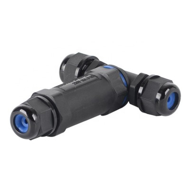 Powertech POWERTECH αδιάβροχος σύνδεσμος καλωδίων τροφοδοσίας TOOL-0113, τύπου ταφ, 3pin, IP68, μαύρος