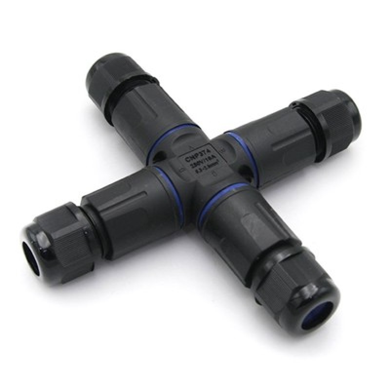 Powertech POWERTECH αδιάβροχος σύνδεσμος καλωδίων τροφοδοσίας TOOL-0114, τύπου σταυρός, 3pin, IP68, μαύρος