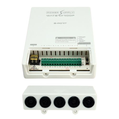 FOLKSAFE FOLKSAFE τροφοδοτικό συστημάτων CCTV FS-DC120805W, 8 εξόδων, 12V/5A, αδιάβροχο IP65