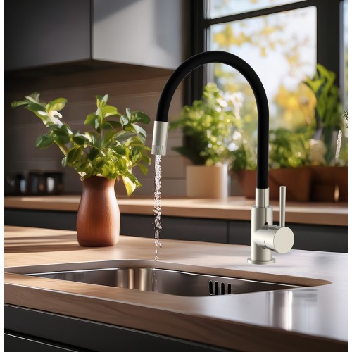 Bruno Μπαταρία Πάγκου Κουζίνας Αναμεικτική BRN-0263 Μαύρη/Ασημί