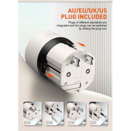 LDNIO LDNIO φορτιστής τοίχου Q2319 με καλώδιο USB-C, EU/UK/US/AU βύσμα, USB/USB-C, 30W, γκρι