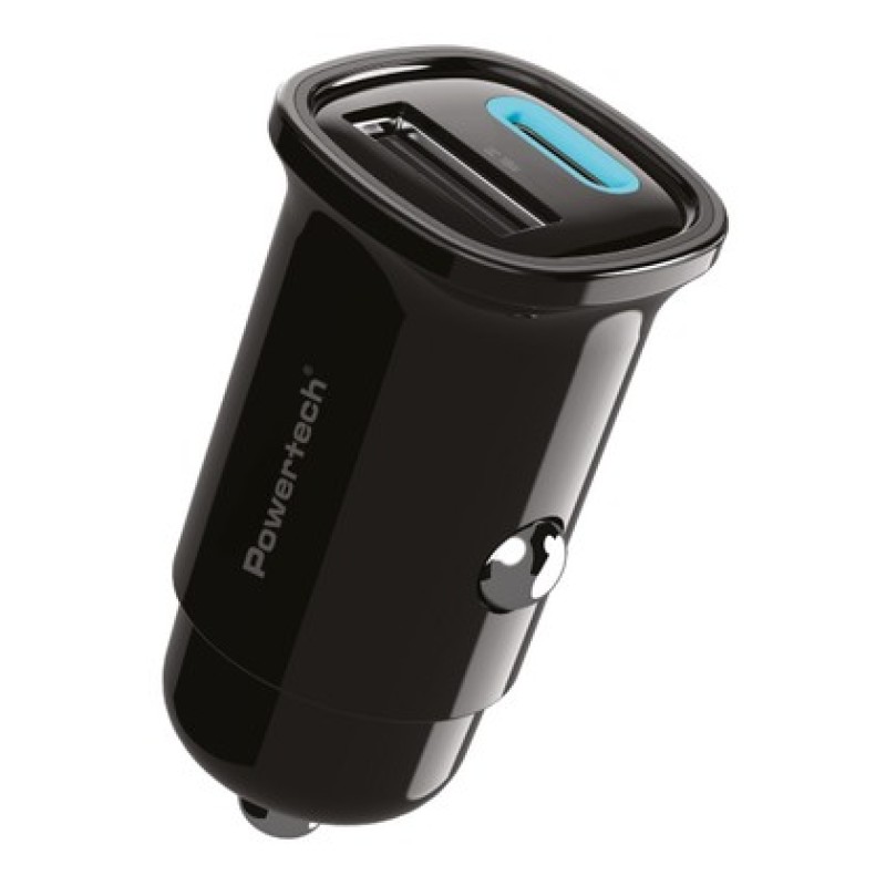 Powertech POWERTECH φορτιστής αυτοκινήτου PT-1538, USB & USB-C, 30W, μαύρος