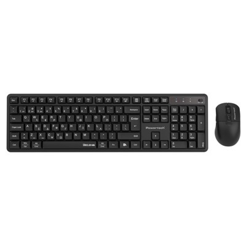 Powertech POWERTECH set ασύρματο ποντίκι & πληκτρολόγιο PT-1540, 2.4GHz & Bluetooth, αθόρυβο, μαύρο