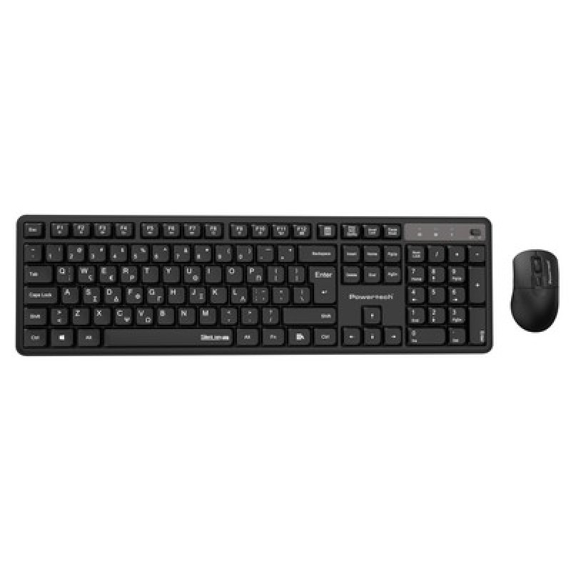 Powertech POWERTECH set ασύρματο ποντίκι & πληκτρολόγιο PT-1541, 2.4GHz, αθόρυβο, μαύρο