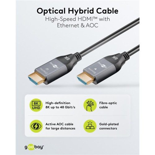 GOOBAY GOOBAY καλώδιο HDMI 2.1 76274 με Ethernet, 8K/60Hz, 48 Gbps, 10m, μαύρο