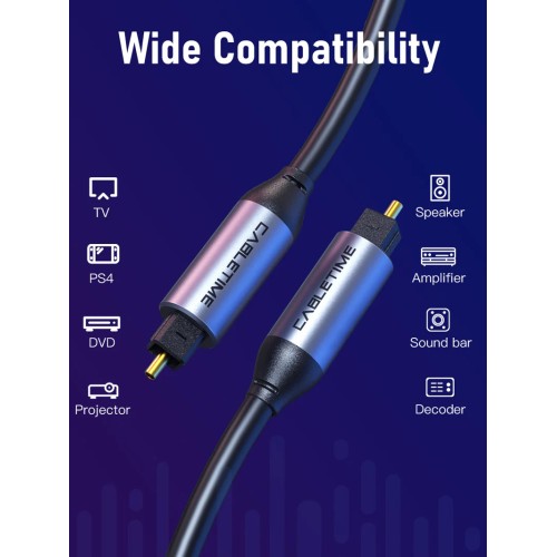 CABLETIME CABLETIME καλώδιο ήχου Toslink CT-AV380-P04GN, gold plated, 5mm, 3m, μαύρο