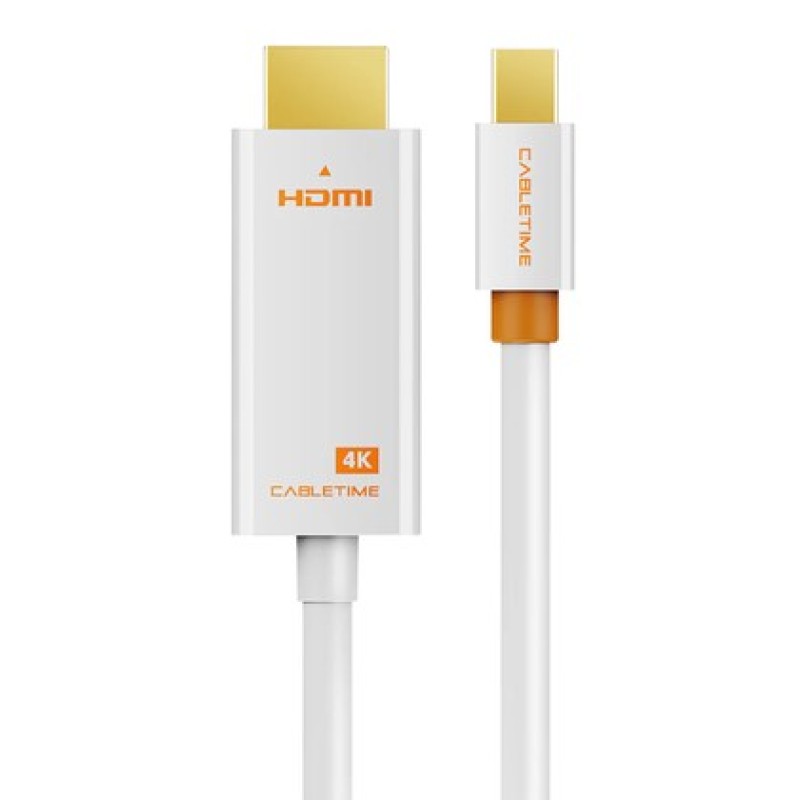 CABLETIME CABLETIME καλώδιο mini DisplayPort σε HDMI CT-AV588-03G4K, 4K/30Hz, 1m, λευκό