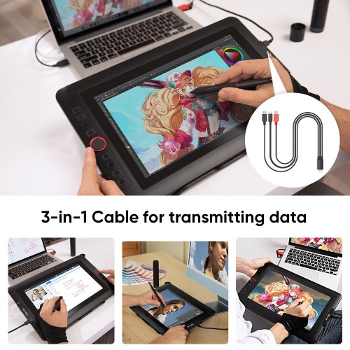 XP-PEN XP-PEN HDMI σε USB-C & 2x USB SPE40 για ταμπλέτα σχεδίασης, 1.5m, μαύρο