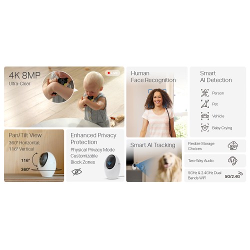 TP-Link TP-LINK smart camera Tapo C260, 4K, WiFi, two-way audio, Pan/Tilt , Ver. 1.0