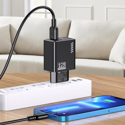 KAKUSIGA KAKUSIGA φορτιστής τοίχου KSC-1237, 2x USB, 12W, μαύρος