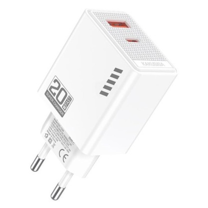 KAKUSIGA KAKUSIGA φορτιστής τοίχου KSC-1239, USB & USB-C, 20W, λευκός