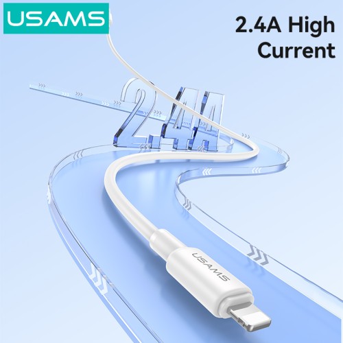 USAMS USAMS καλώδιο Lightning σε USB SJ762, 2.4A 12W, 480Mbps, 1m, λευκό