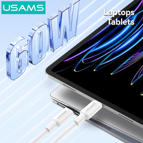 USAMS USAMS καλώδιο USB-C SJ763, 60W, 480Mbps, 1m, λευκό