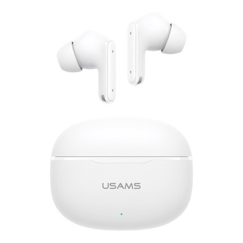 USAMS USAMS earphones με θήκη φόρτισης E05, True Wireless, BT 6.0, λευκό