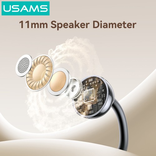 USAMS USAMS earphones με θήκη φόρτισης Echo R02, OWS, Φ11mm, 50/300mAh, μαύρα