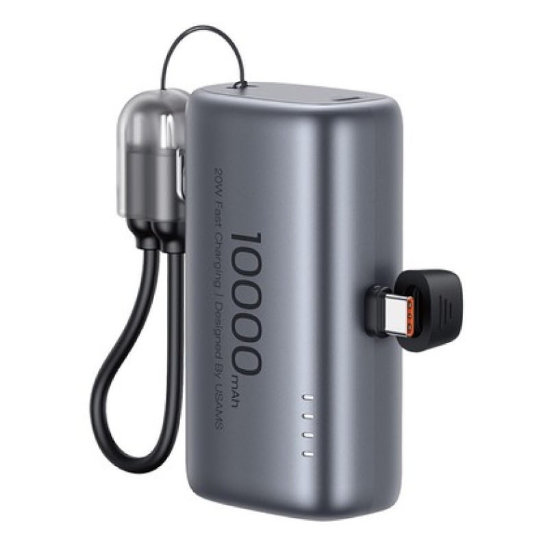 USAMS USAMS power bank CD252 με stand, 2x θύρες εξόδου, 10000mAh, 20W, γκρι
