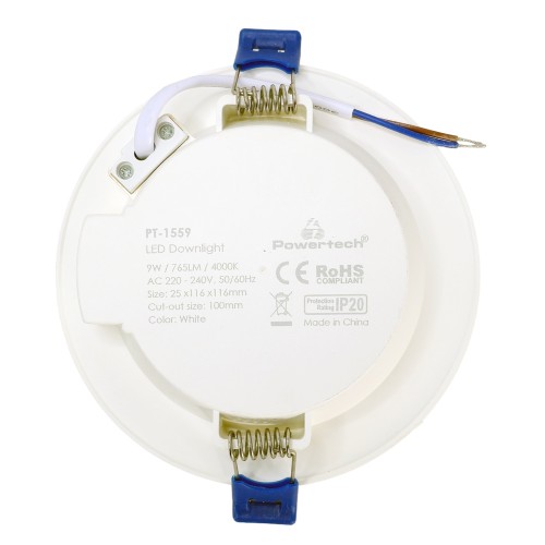 Powertech POWERTECH LED φωτιστικό downlight PT-1559, 9W, Φ116x25mm, 4000K, 765lm, λευκό
