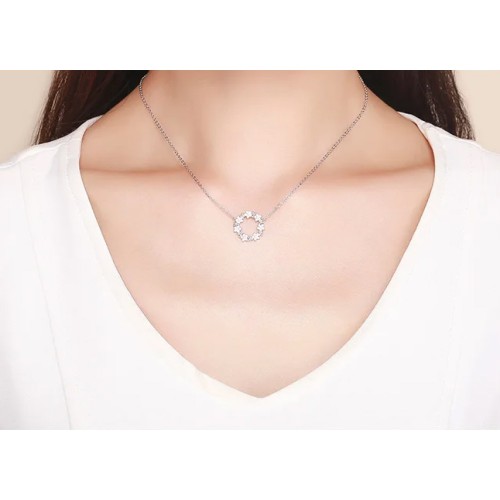 BAMOER BAMOER κολιέ BSN028 με κυβική ζιρκόνια, ασήμι 925, ασημί