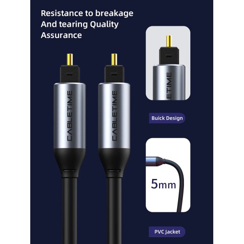 CABLETIME CABLETIME καλώδιο ήχου Toslink CT-AV380-P04GN, gold plated, 5mm, 1m, μαύρο