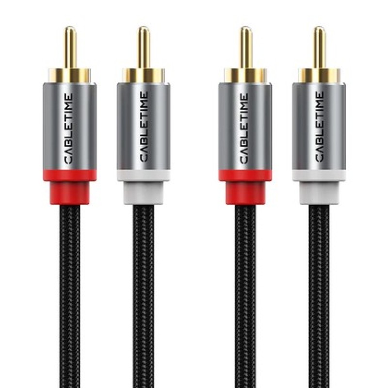 CABLETIME CABLETIME καλώδιο ήχου 2x RCA σε 2x RCA CT-RCA, 1m, μαύρο