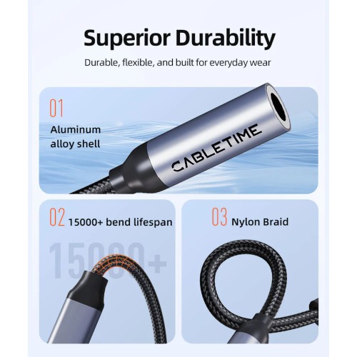 CABLETIME CABLETIME αντάπτορας USB-C σε 3.5mm CT-CMAUF-AG, γκρι