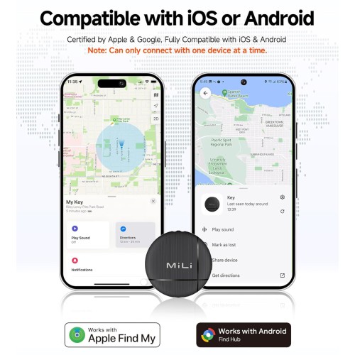 MILI MILI smart tag LiTag Duo για iOS & Android συσκευές, Bluetooth tracker, μαύρο